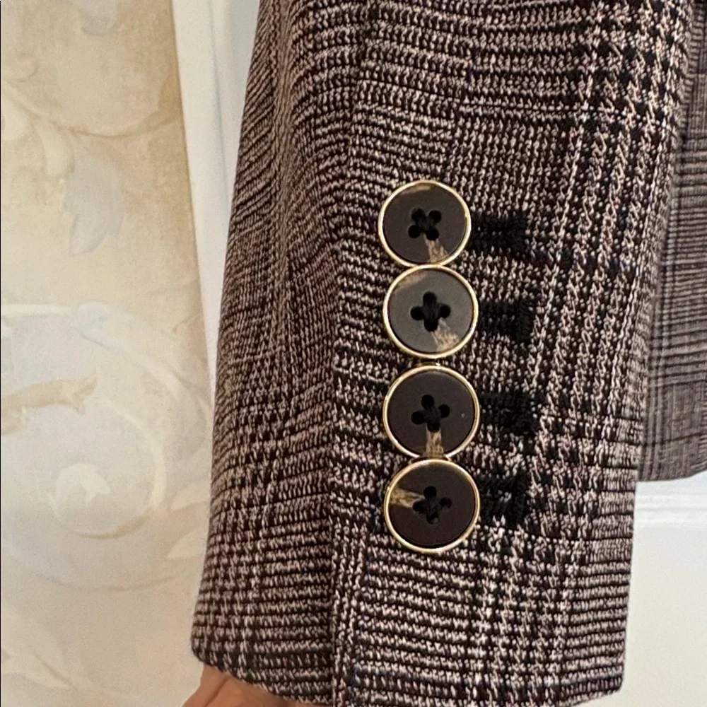 Ann Taylor Brown Plaid One Button Blazer - Picture 6 of 11